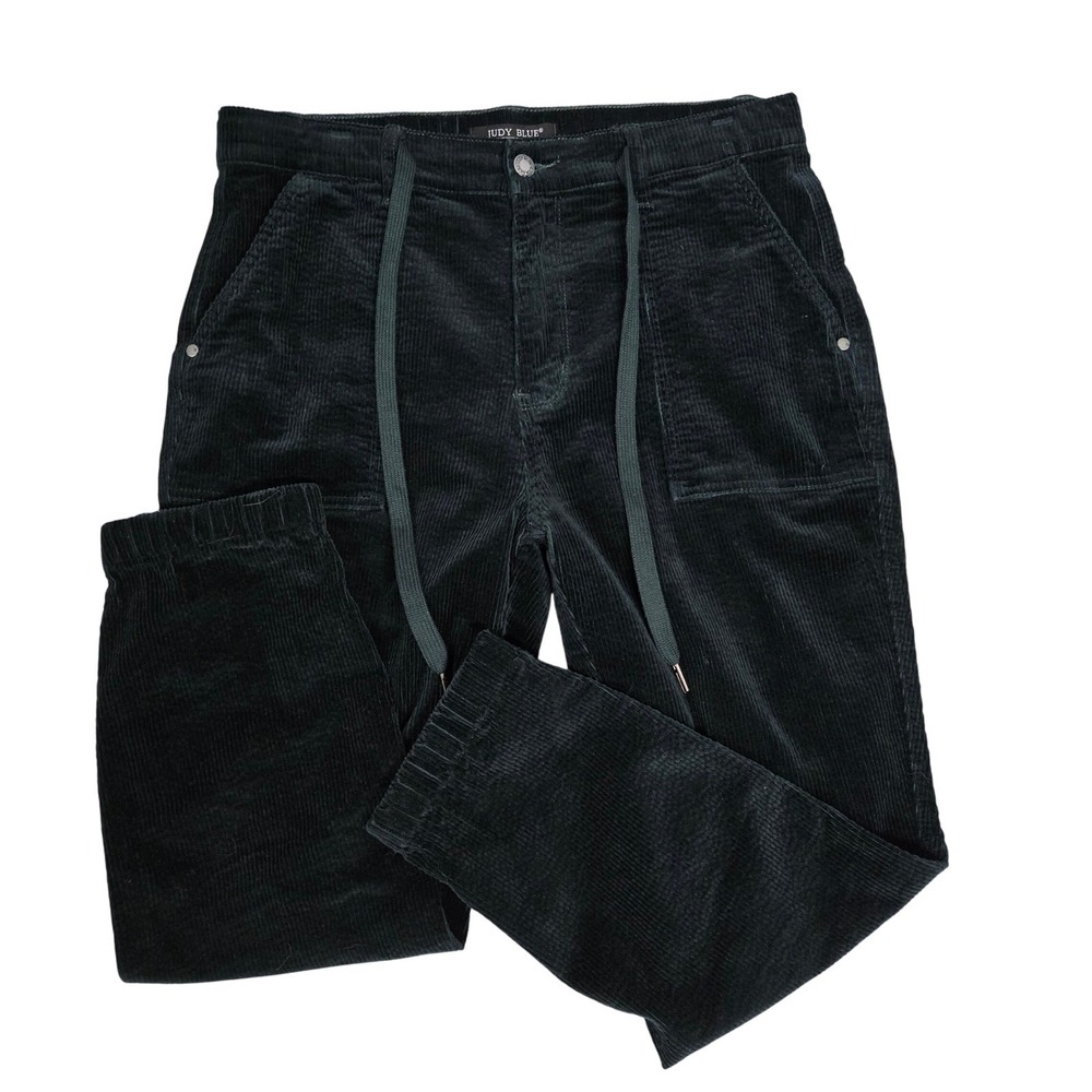 Judy Blue Corduroy Joggers Pants Forest Green Womens 13/31